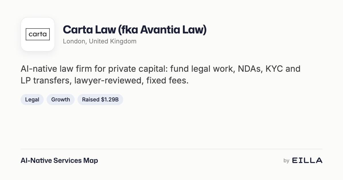 Carta Law (fka Avantia Law): Legal in London | AI-Native Services Map